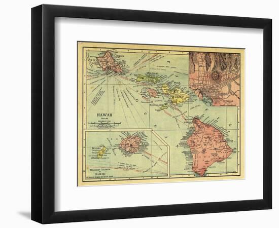 1912, Hawaii State Map, Hawaii, United States-null-Framed Giclee Print