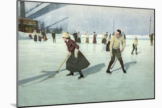 1912 Ice Hockey in Swiss-null-Mounted Art Print