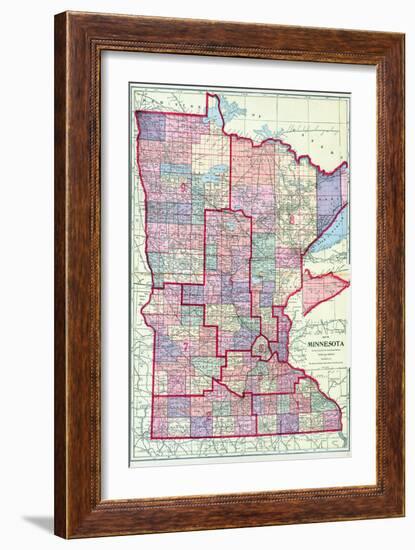 1912, Minnesota State Map, Minnesota, United States-null-Framed Giclee Print