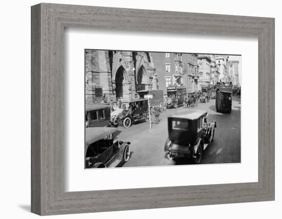 1912 Policeman and Traffic Semaphore on Fifth Avenue and 48th Street before World War I-null-Framed Photographic Print