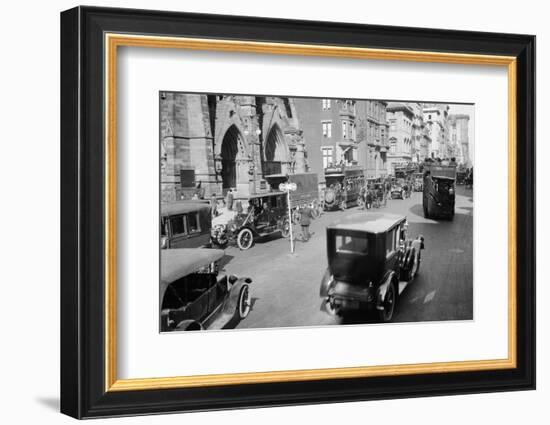 1912 Policeman and Traffic Semaphore on Fifth Avenue and 48th Street before World War I-null-Framed Photographic Print