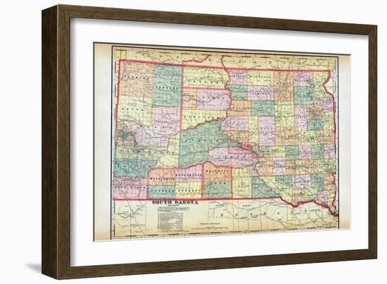 1912, South Dakota Map, South Dakota, United States-null-Framed Giclee Print