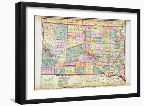1912, South Dakota Map, South Dakota, United States-null-Framed Giclee Print