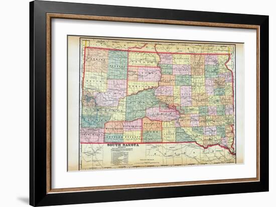 1912, South Dakota Map, South Dakota, United States-null-Framed Giclee Print