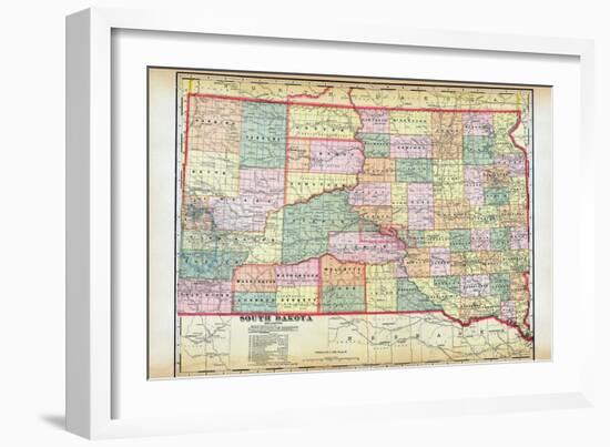 1912, South Dakota Map, South Dakota, United States-null-Framed Giclee Print