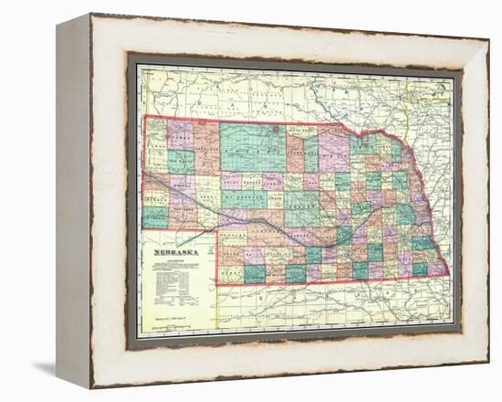 1912, State Map, Nebraska, United States-null-Framed Premier Image Canvas