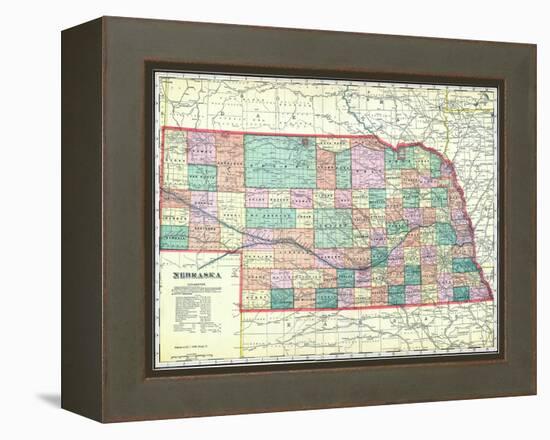 1912, State Map, Nebraska, United States-null-Framed Premier Image Canvas