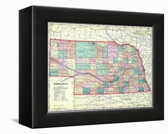 1912, State Map, Nebraska, United States-null-Framed Premier Image Canvas