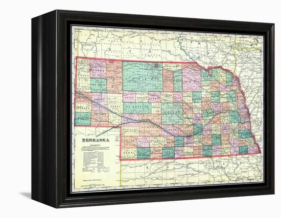 1912, State Map, Nebraska, United States-null-Framed Premier Image Canvas