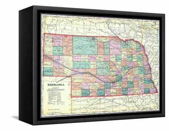 1912, State Map, Nebraska, United States-null-Framed Premier Image Canvas