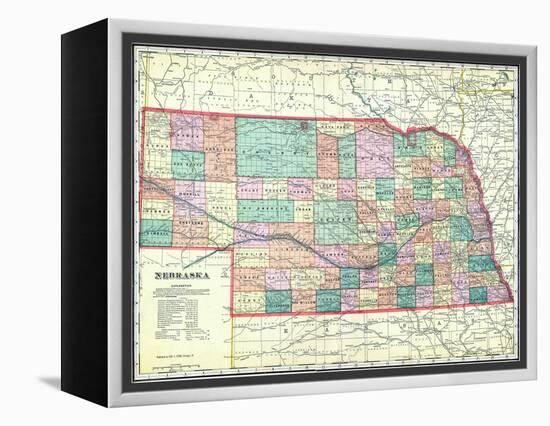 1912, State Map, Nebraska, United States-null-Framed Premier Image Canvas