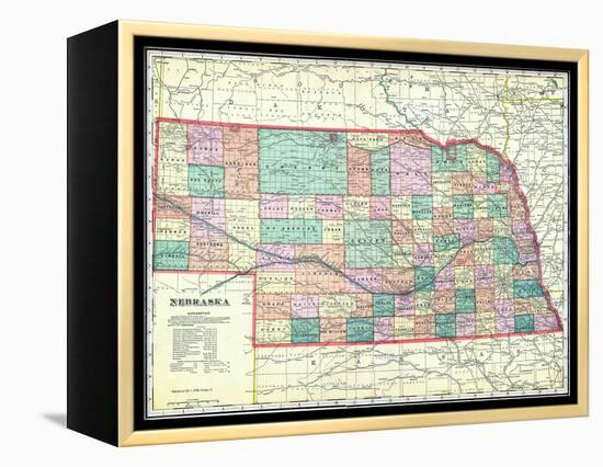 1912, State Map, Nebraska, United States-null-Framed Premier Image Canvas