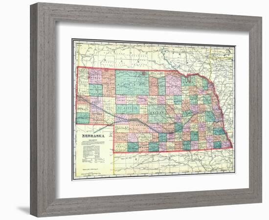 1912, State Map, Nebraska, United States-null-Framed Giclee Print