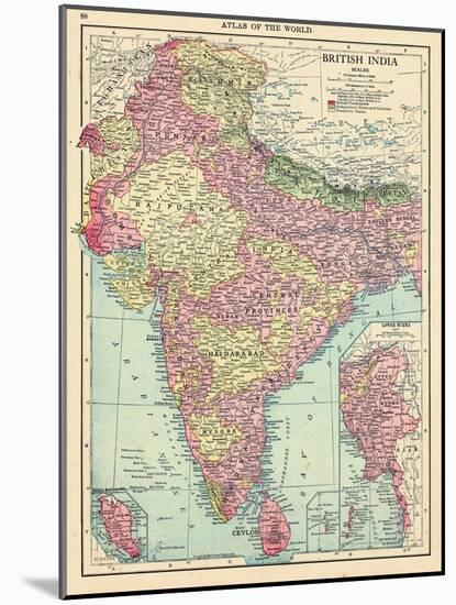 1913, Afganistan, Bhutan, India, Nepal, Sri Lanka, Asia, British India-null-Mounted Giclee Print
