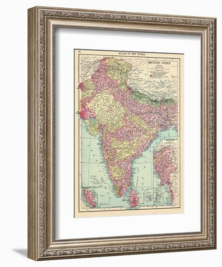 1913, Afganistan, Bhutan, India, Nepal, Sri Lanka, Asia, British India-null-Framed Giclee Print