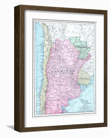 1913, Argentina, Bolivia, Chile, Paraguay, Uruguay, South America, Chile, Argentina, Paraguay-null-Framed Giclee Print