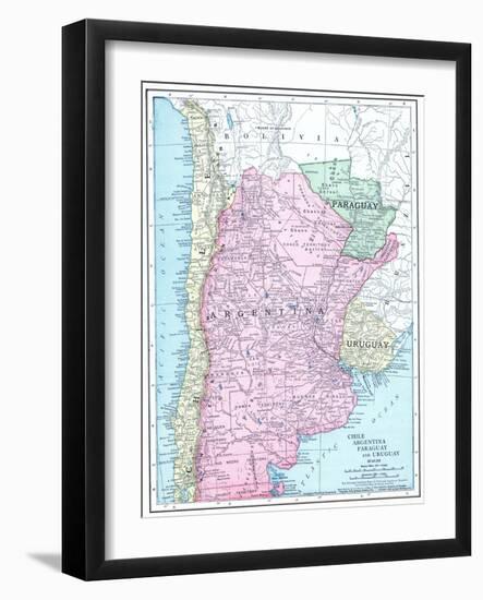 1913, Argentina, Bolivia, Chile, Paraguay, Uruguay, South America, Chile, Argentina, Paraguay-null-Framed Giclee Print