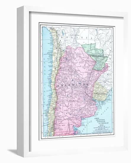 1913, Argentina, Bolivia, Chile, Paraguay, Uruguay, South America, Chile, Argentina, Paraguay-null-Framed Giclee Print
