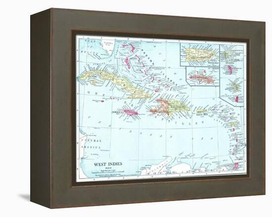 1913, Bahamas, The, Cuba, Dominican Republic, Jamaica, Puerto Rico, Central America, West Indies-null-Framed Premier Image Canvas