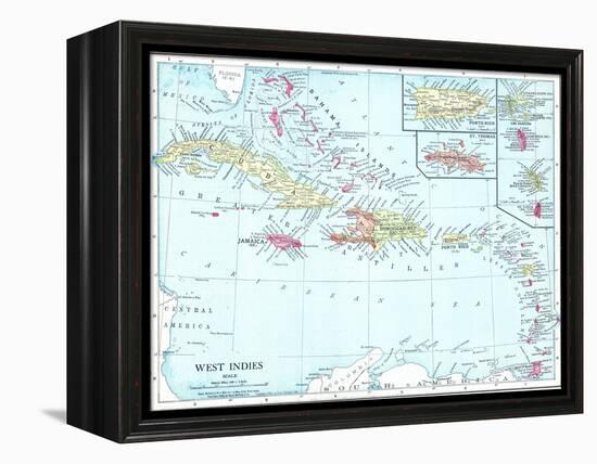 1913, Bahamas, The, Cuba, Dominican Republic, Jamaica, Puerto Rico, Central America, West Indies-null-Framed Premier Image Canvas