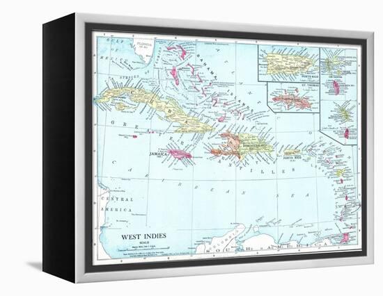 1913, Bahamas, The, Cuba, Dominican Republic, Jamaica, Puerto Rico, Central America, West Indies-null-Framed Premier Image Canvas