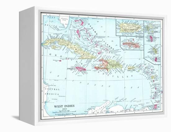 1913, Bahamas, The, Cuba, Dominican Republic, Jamaica, Puerto Rico, Central America, West Indies-null-Framed Premier Image Canvas