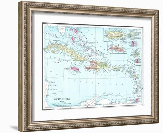 1913, Bahamas, The, Cuba, Dominican Republic, Jamaica, Puerto Rico, Central America, West Indies-null-Framed Giclee Print