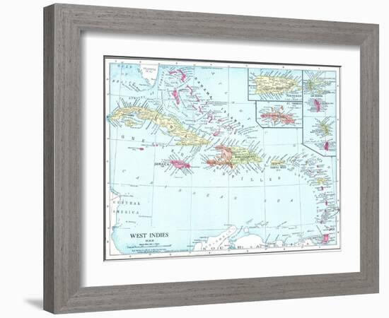 1913, Bahamas, The, Cuba, Dominican Republic, Jamaica, Puerto Rico, Central America, West Indies-null-Framed Giclee Print