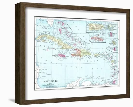 1913, Bahamas, The, Cuba, Dominican Republic, Jamaica, Puerto Rico, Central America, West Indies-null-Framed Giclee Print