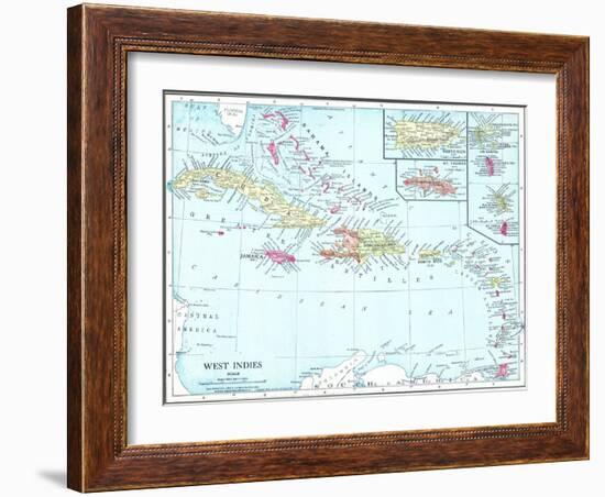 1913, Bahamas, The, Cuba, Dominican Republic, Jamaica, Puerto Rico, Central America, West Indies-null-Framed Giclee Print