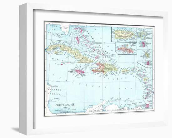 1913, Bahamas, The, Cuba, Dominican Republic, Jamaica, Puerto Rico, Central America, West Indies-null-Framed Giclee Print