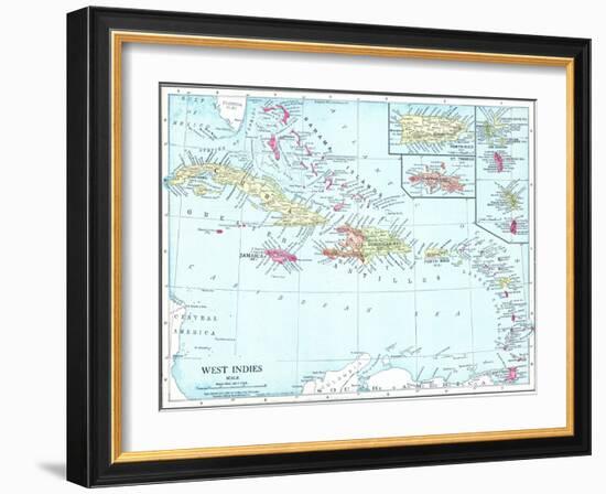 1913, Bahamas, The, Cuba, Dominican Republic, Jamaica, Puerto Rico, Central America, West Indies-null-Framed Giclee Print