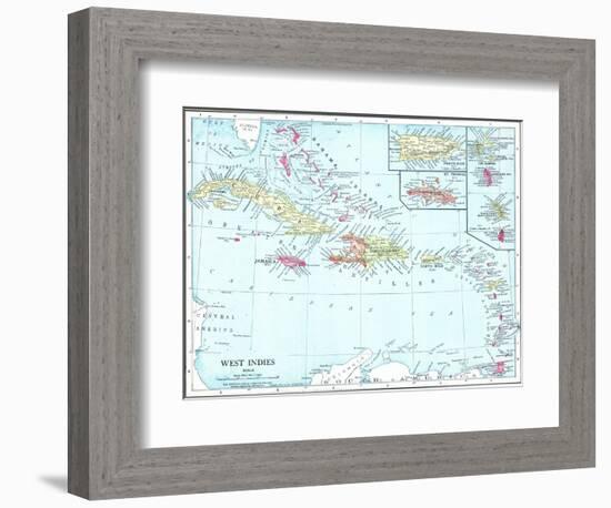 1913, Bahamas, The, Cuba, Dominican Republic, Jamaica, Puerto Rico, Central America, West Indies-null-Framed Giclee Print