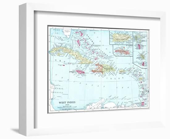 1913, Bahamas, The, Cuba, Dominican Republic, Jamaica, Puerto Rico, Central America, West Indies-null-Framed Giclee Print