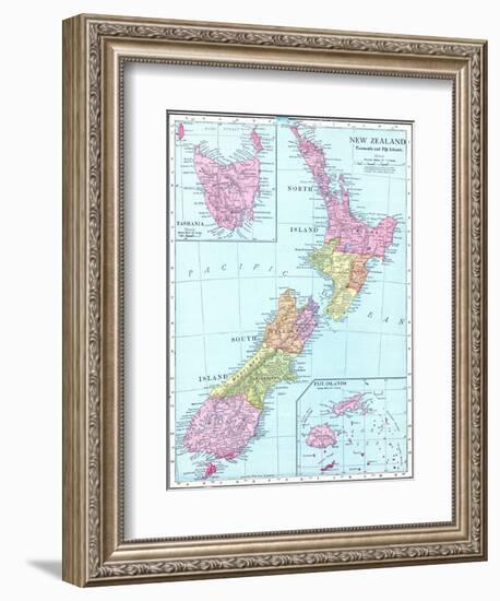 1913, New Zealand, Oceania, New Zealand, Tasmania and Fiji Islands-null-Framed Giclee Print