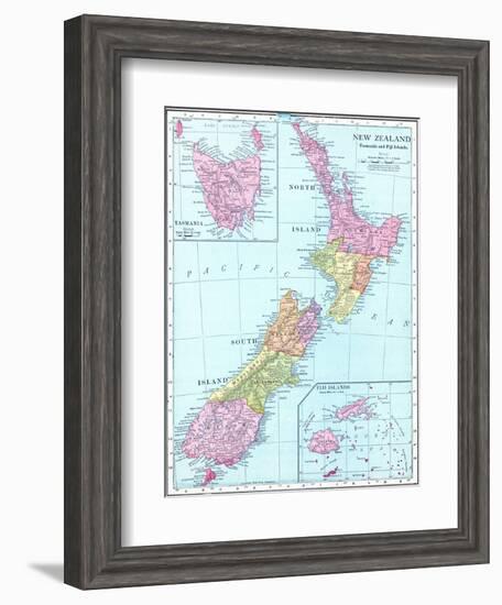 1913, New Zealand, Oceania, New Zealand, Tasmania and Fiji Islands-null-Framed Giclee Print