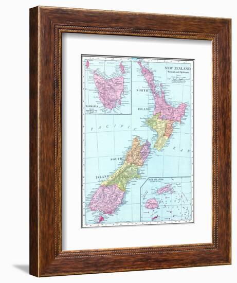 1913, New Zealand, Oceania, New Zealand, Tasmania and Fiji Islands-null-Framed Giclee Print