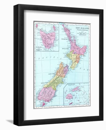 1913, New Zealand, Oceania, New Zealand, Tasmania and Fiji Islands-null-Framed Giclee Print