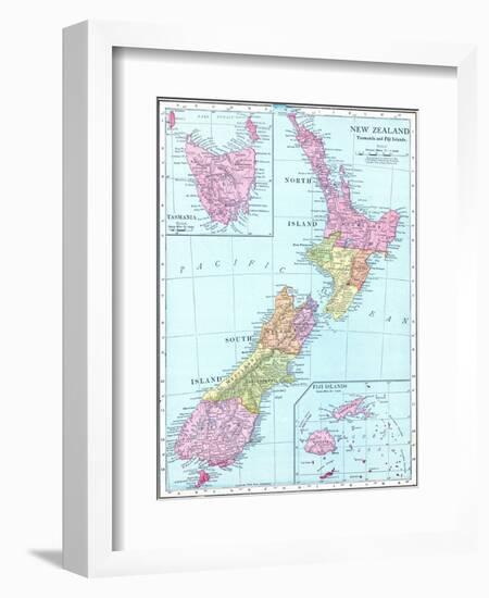 1913, New Zealand, Oceania, New Zealand, Tasmania and Fiji Islands-null-Framed Giclee Print