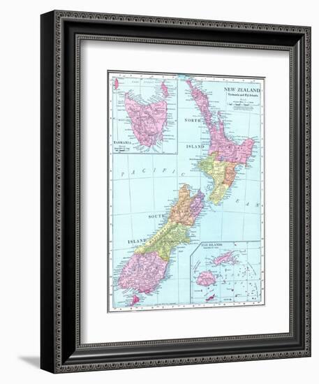 1913, New Zealand, Oceania, New Zealand, Tasmania and Fiji Islands-null-Framed Giclee Print