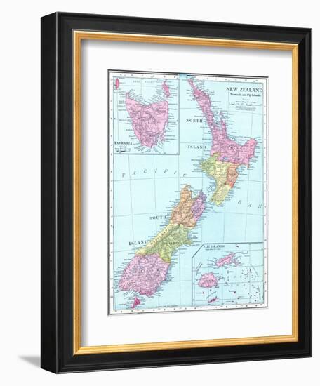 1913, New Zealand, Oceania, New Zealand, Tasmania and Fiji Islands-null-Framed Giclee Print