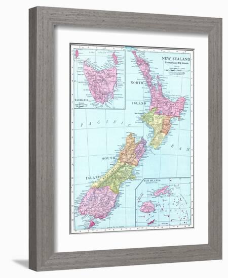 1913, New Zealand, Oceania, New Zealand, Tasmania and Fiji Islands-null-Framed Giclee Print