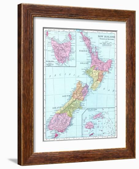 1913, New Zealand, Oceania, New Zealand, Tasmania and Fiji Islands-null-Framed Giclee Print