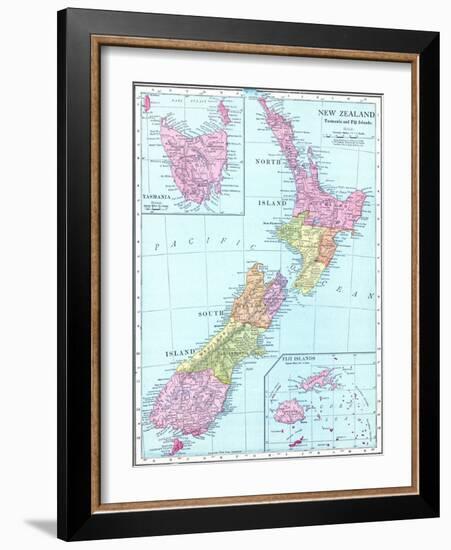 1913, New Zealand, Oceania, New Zealand, Tasmania and Fiji Islands-null-Framed Giclee Print