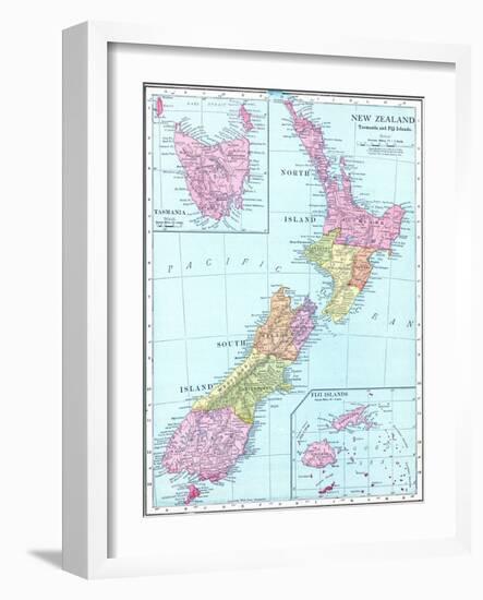 1913, New Zealand, Oceania, New Zealand, Tasmania and Fiji Islands-null-Framed Giclee Print