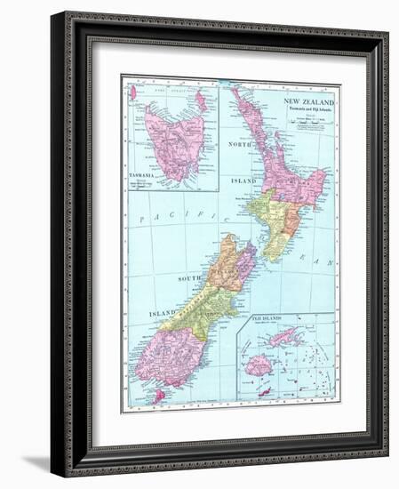 1913, New Zealand, Oceania, New Zealand, Tasmania and Fiji Islands-null-Framed Giclee Print