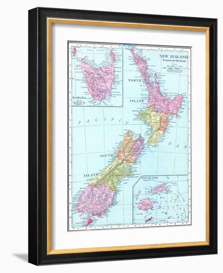 1913, New Zealand, Oceania, New Zealand, Tasmania and Fiji Islands-null-Framed Giclee Print