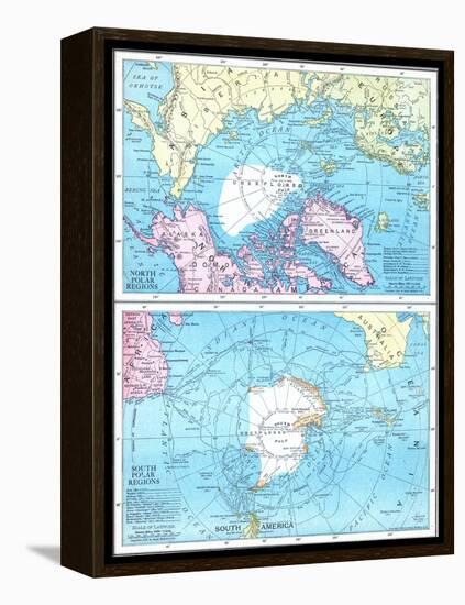 1913, North Pole, South Pole, North and South Polar Regions-null-Framed Premier Image Canvas