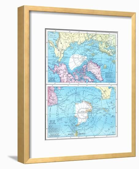 1913, North Pole, South Pole, North and South Polar Regions-null-Framed Giclee Print