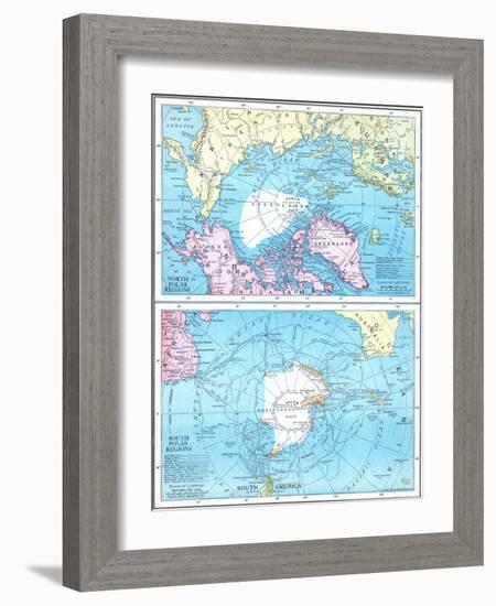 1913, North Pole, South Pole, North and South Polar Regions-null-Framed Giclee Print